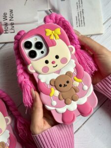قاب موبایل آیفون عروسک صورتی لونا - تصویر 2