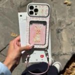 قاب گوشی کلاسیکارد خرگوش صورتی گلدار به همراه آویز - تصویر 5