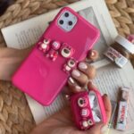 قاب موبایل آیفون خرس صورتی برجسته خمیری یوگی