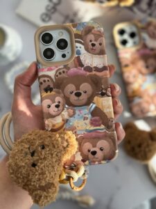 قاب موبایل آیفون خانواده خرسی + بند کوتاه خرسی - تصویر 2