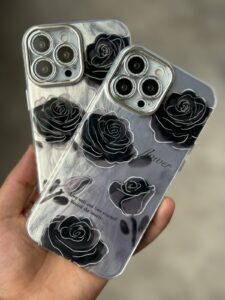 قاب موبایل آیفون گل شب محافظ لنز نگین دار - تصویر 3