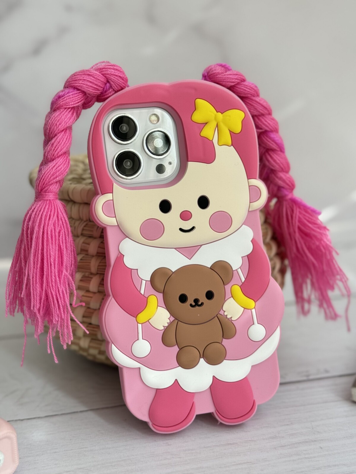 قاب موبایل آیفون عروسک صورتی لونا قاب موبایل آیفون عروسک صورتی لونا - تصویر 1
