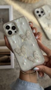 قاب موبایل آیفون سه پروانه دور نگین