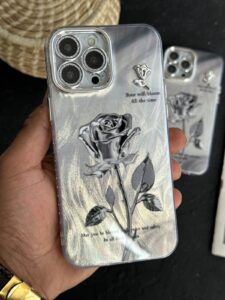 قاب موبایل آیفون گل رز سربی