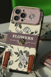 قاب موبایل آیفون گل رز روزلا + بندست - تصویر 3
